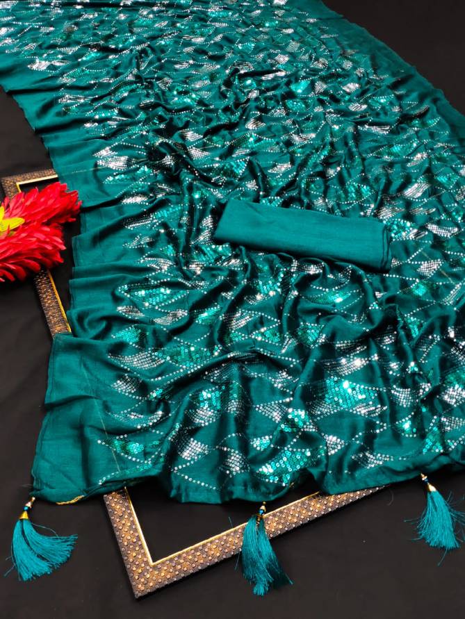 Bt 1120 Party Wear Designer Festive Wear Vichitra Silk Saree Collection